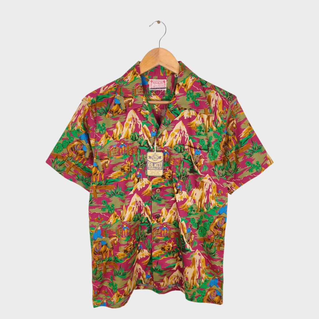 THE REAL MCCOY'S Men's Made in Japan Cowboy Print Hawaiian Vacation Shirt