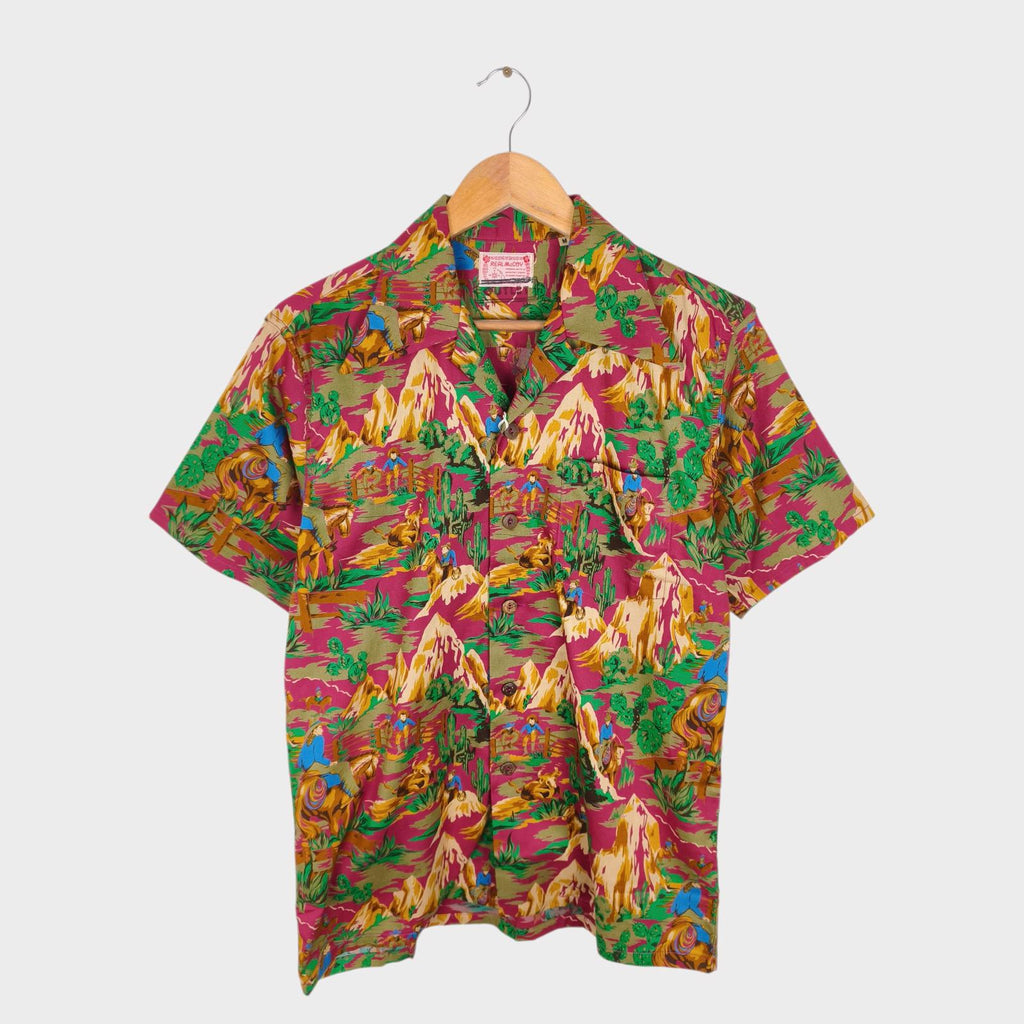 THE REAL MCCOY'S Men's Made in Japan Cowboy Print Hawaiian Vacation Shirt