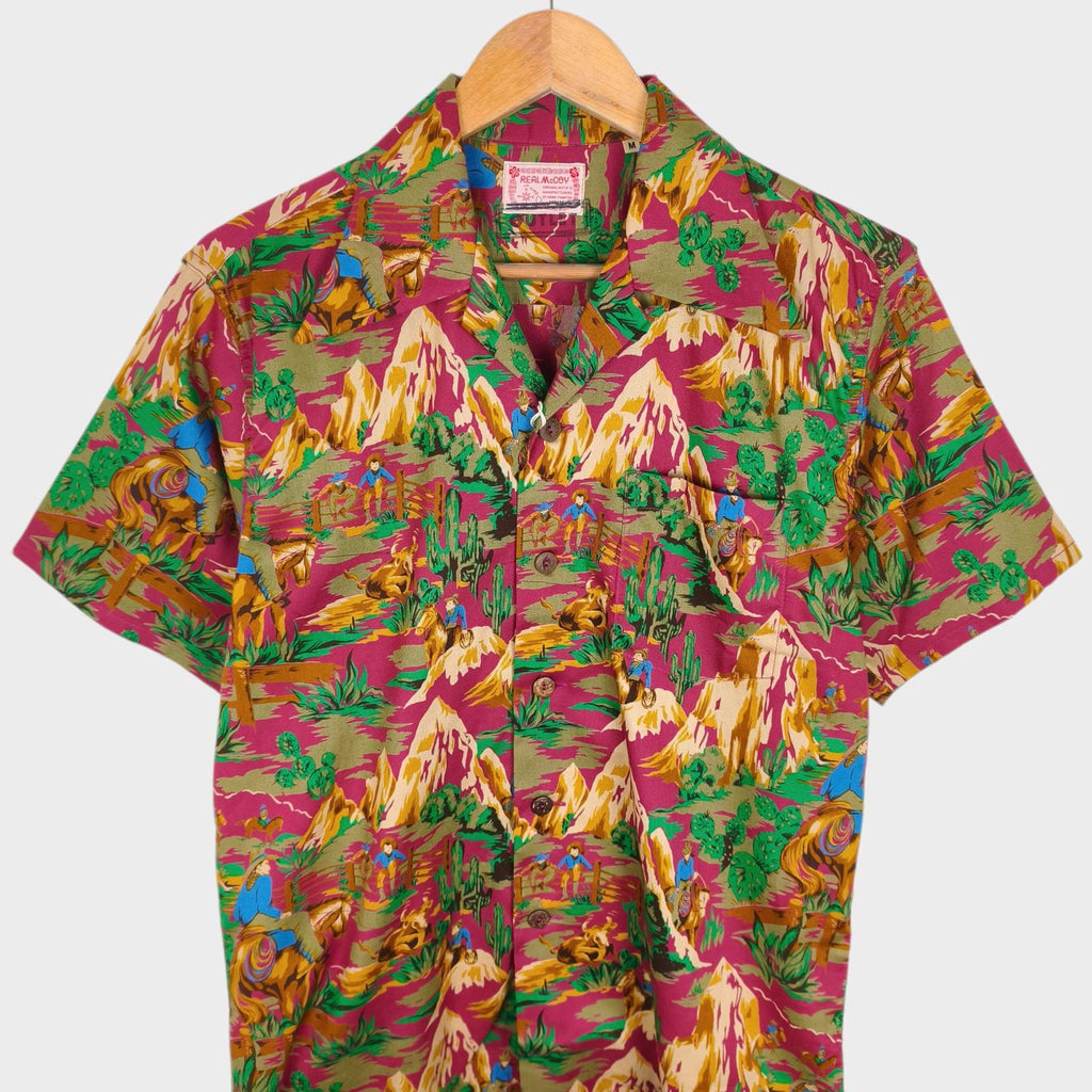 THE REAL MCCOY'S Men's Made in Japan Cowboy Print Hawaiian Vacation Shirt