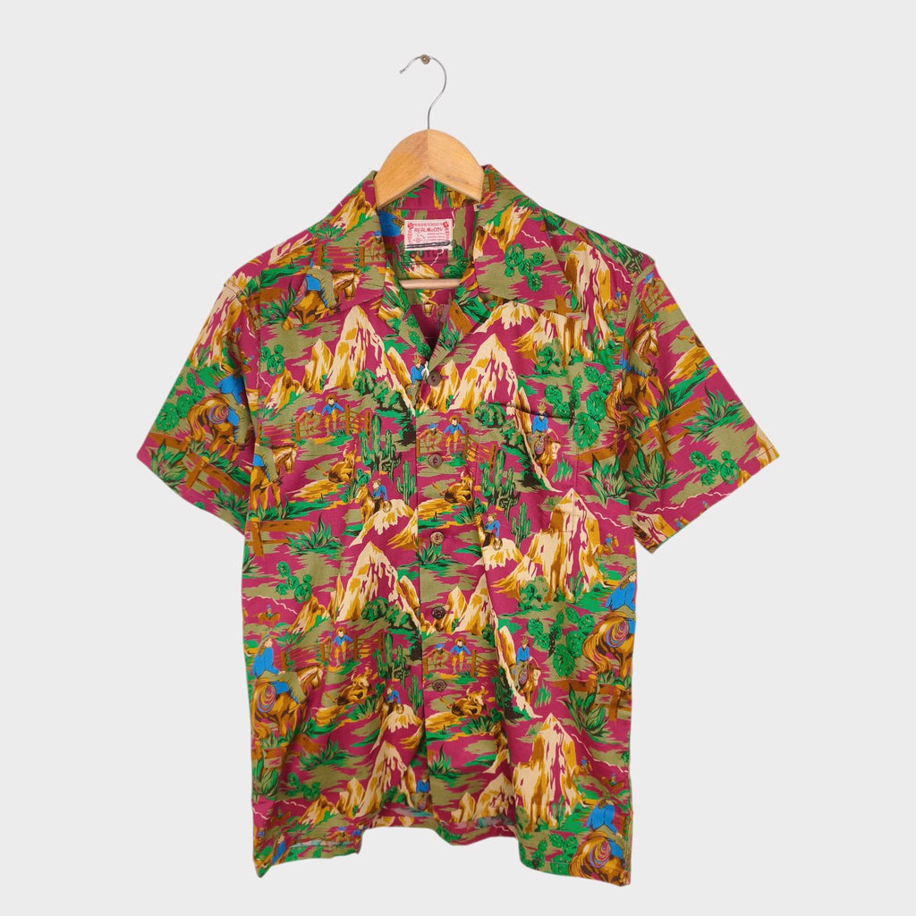 THE REAL MCCOY'S Men's Made in Japan Cowboy Print Hawaiian Vacation Shirt