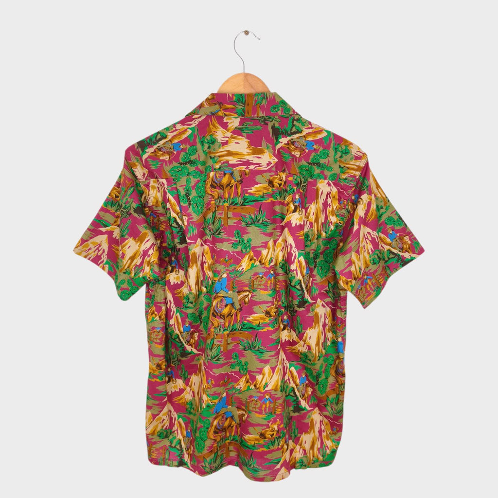 THE REAL MCCOY'S Men's Made in Japan Cowboy Print Hawaiian Vacation Shirt