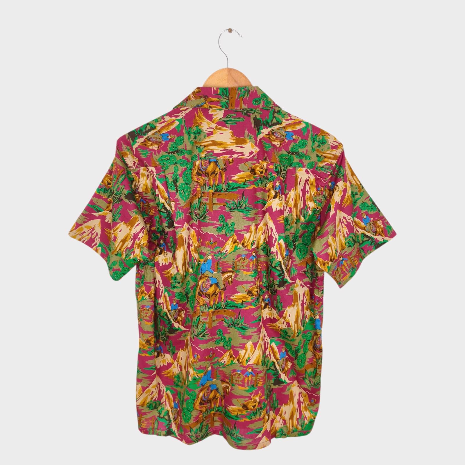 THE REAL MCCOY'S Men's Made in Japan Cowboy Print Hawaiian Vacation Shirt