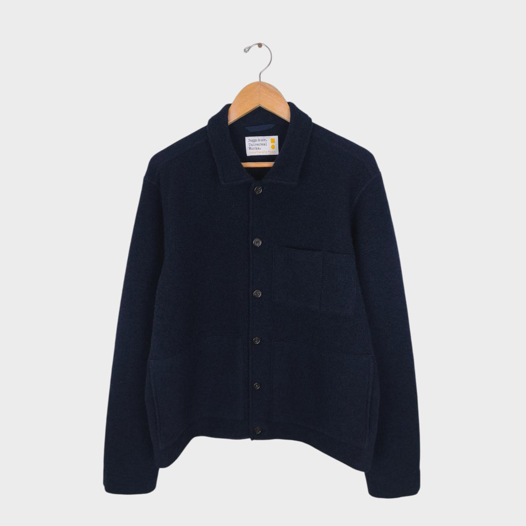 UNIVERSAL WORKS Men's Navy Blue Wool Fleece Utility Jacket