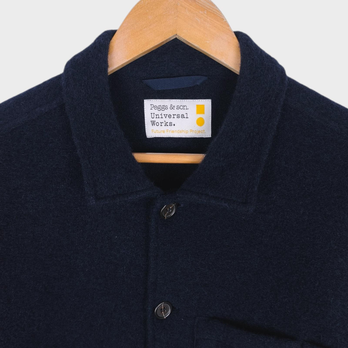 UNIVERSAL WORKS Men's Navy Blue Wool Fleece Utility Jacket