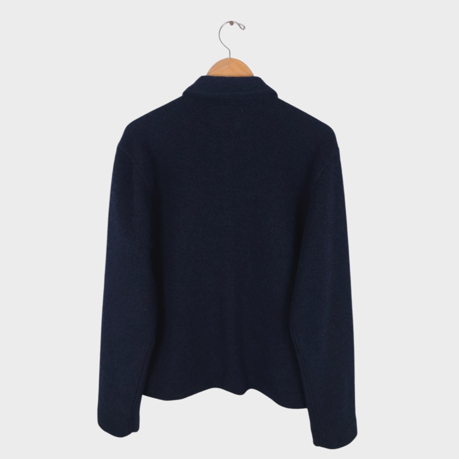 UNIVERSAL WORKS Men's Navy Blue Wool Fleece Utility Jacket