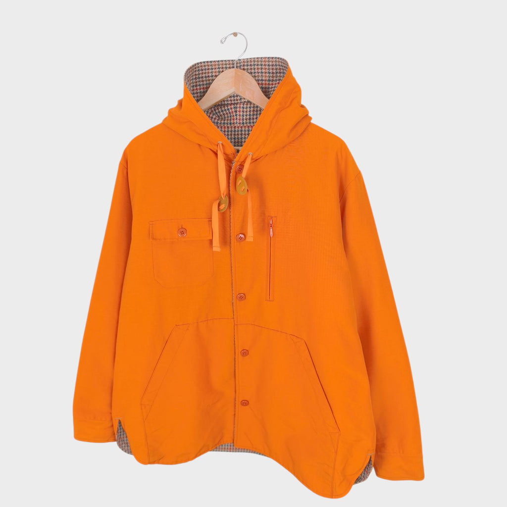 BEAMS PLUS Men's Orange/Dogtooth Reversible Wool Blend Mountain Parka Jacket