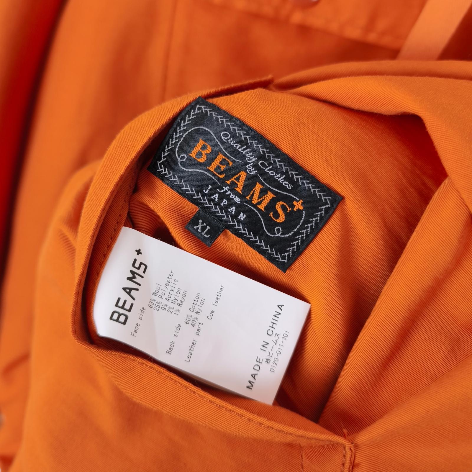 BEAMS PLUS Men's Orange/Dogtooth Reversible Wool Blend Mountain Parka Jacket