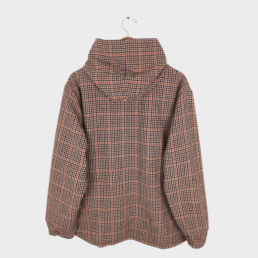 BEAMS PLUS Men's Orange/Dogtooth Reversible Wool Blend Mountain Parka Jacket