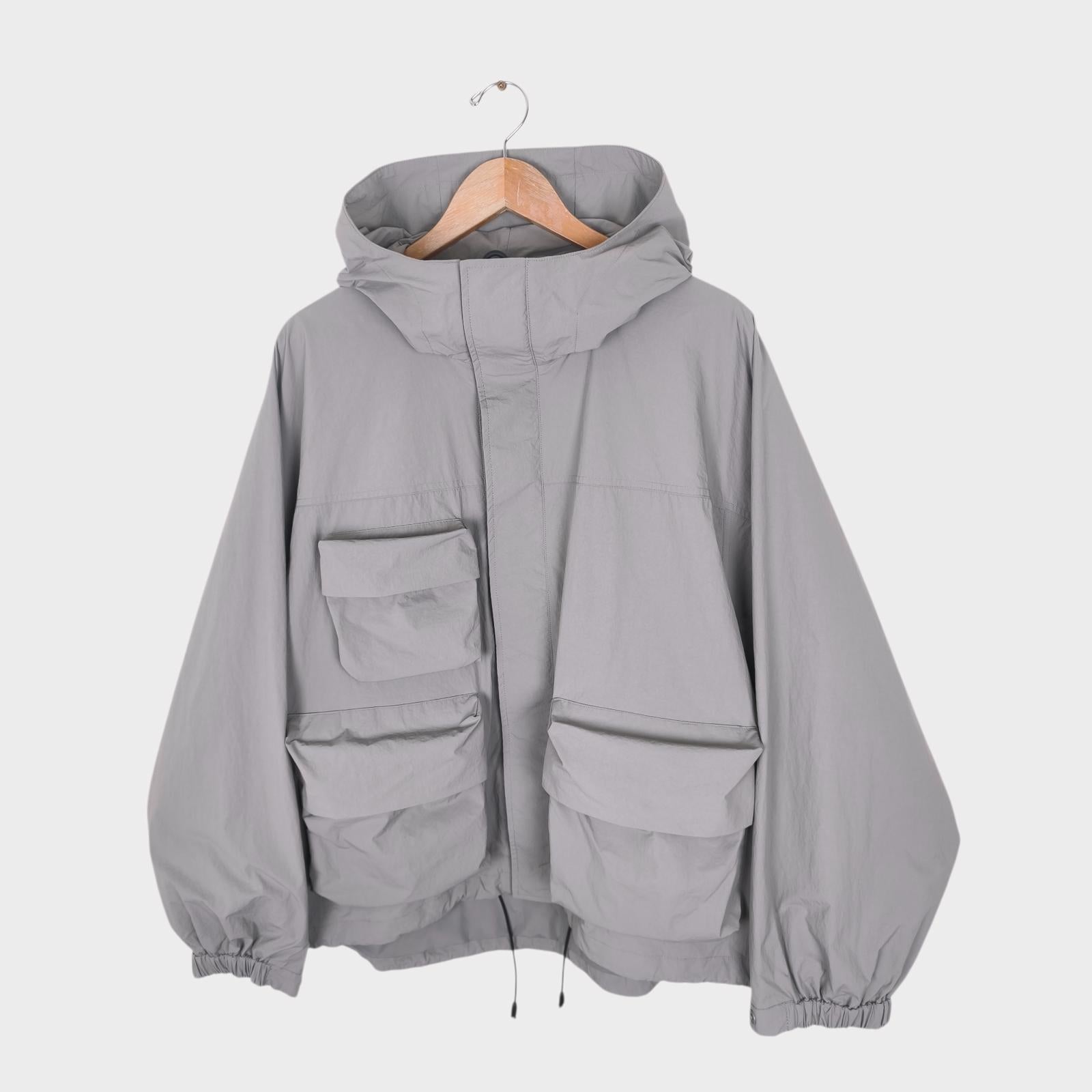 UNIFORM BRIDGE Men's Light Grey Nylon M70 Hooded Parka Jacket