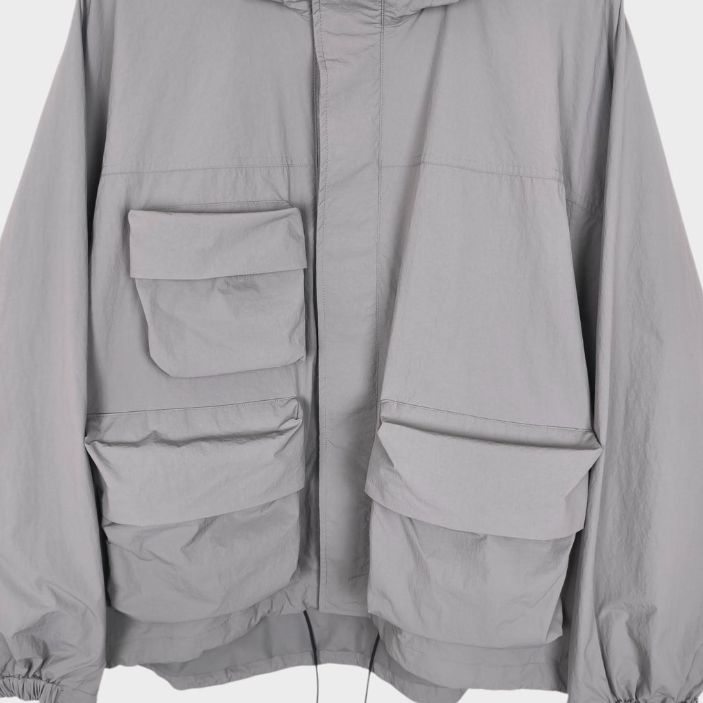 UNIFORM BRIDGE Men's Light Grey Nylon M70 Hooded Parka Jacket
