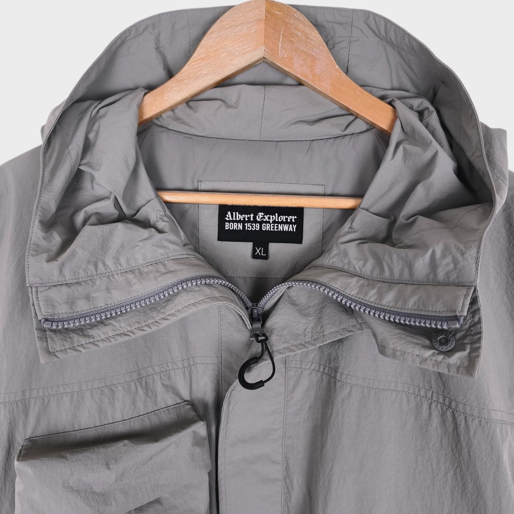 UNIFORM BRIDGE Men's Light Grey Nylon M70 Hooded Parka Jacket