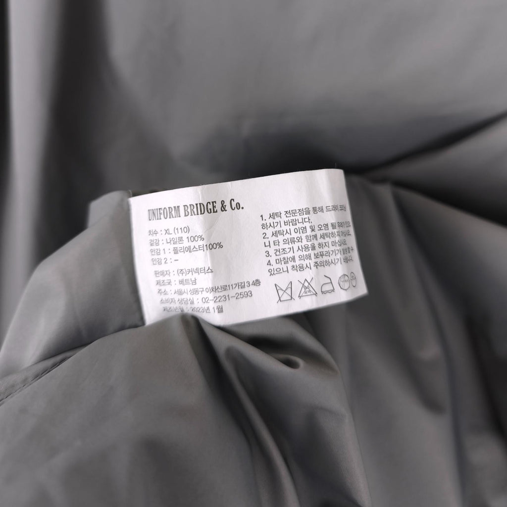 UNIFORM BRIDGE Men's Light Grey Nylon M70 Hooded Parka Jacket