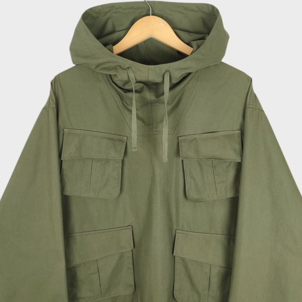 UNIFORM BRIDGE Men's Green Cotton Blend Military Fatigue Hooded Smock Jacket