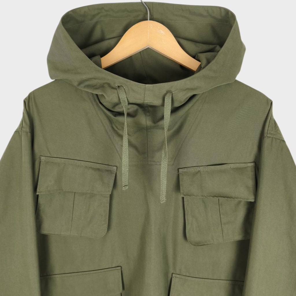 UNIFORM BRIDGE Men's Green Cotton Blend Military Fatigue Hooded Smock Jacket