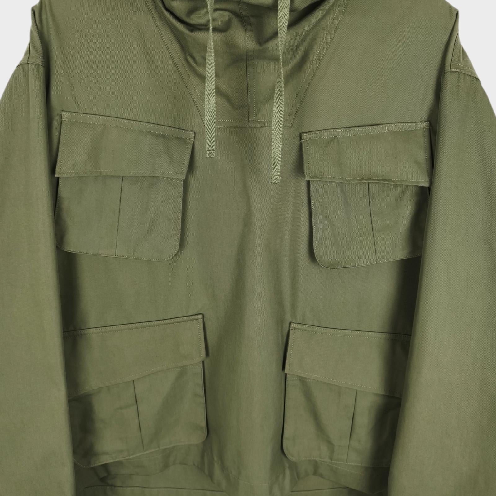 UNIFORM BRIDGE Men's Green Cotton Blend Military Fatigue Hooded Smock Jacket