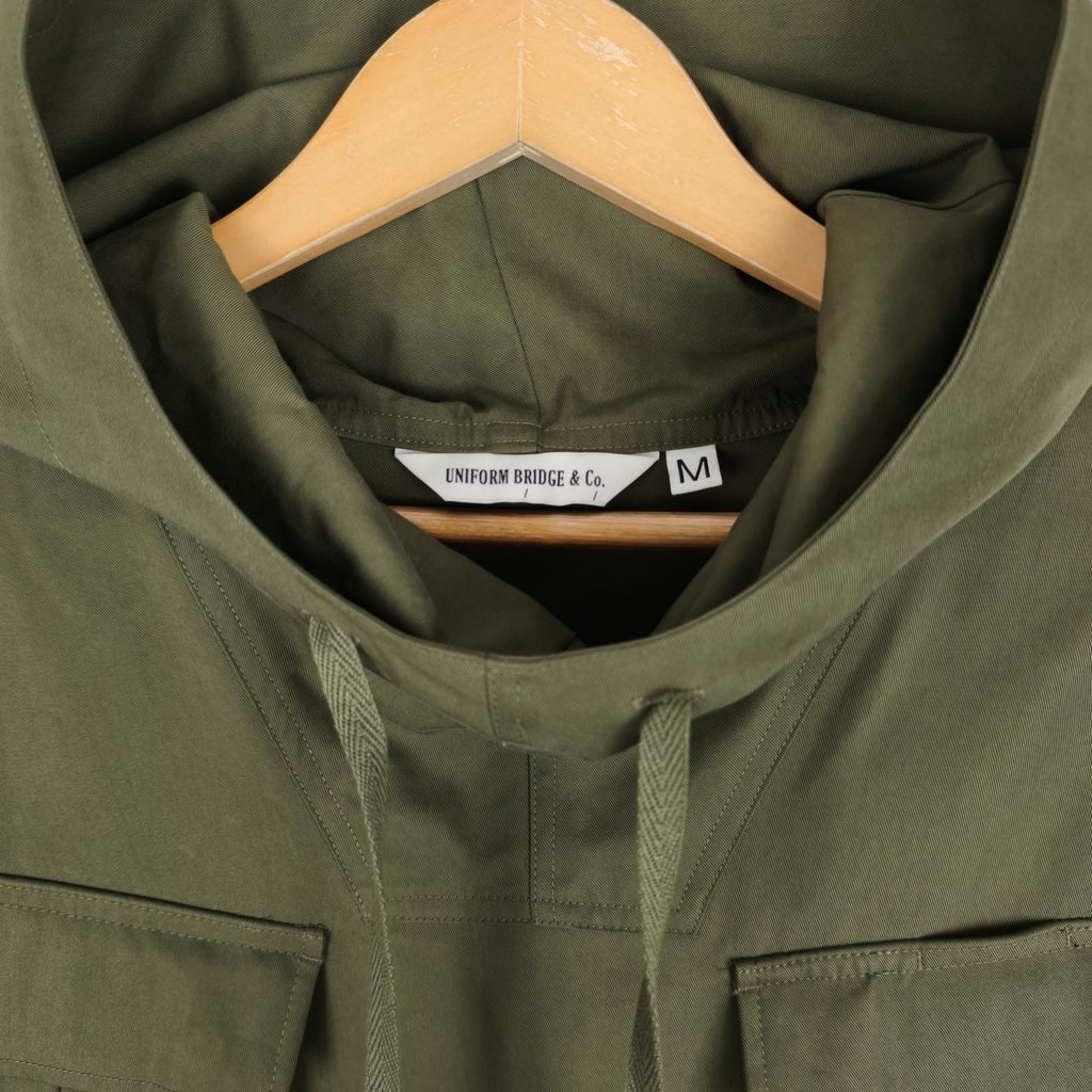 UNIFORM BRIDGE Men's Green Cotton Blend Military Fatigue Hooded Smock Jacket