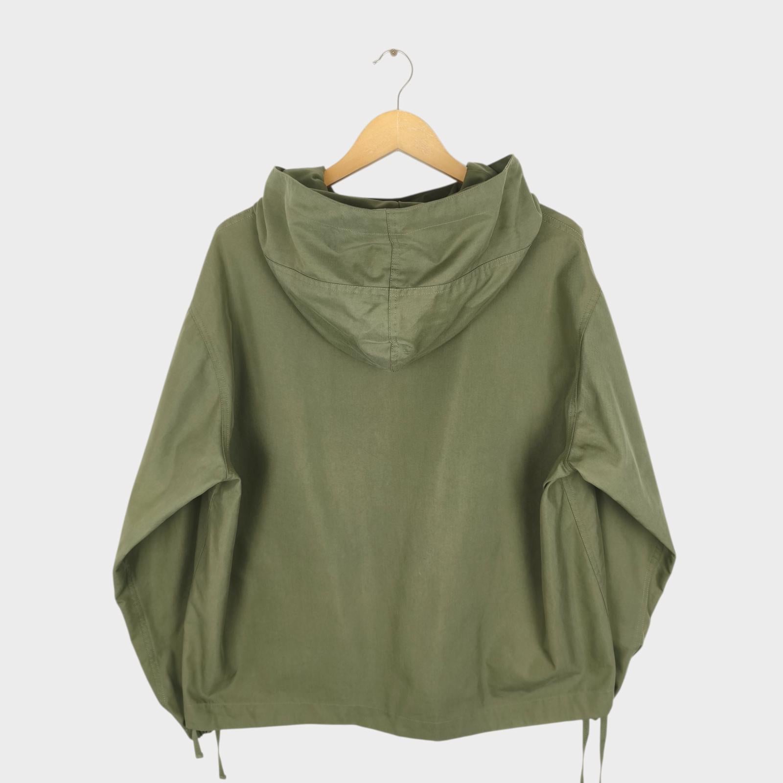 UNIFORM BRIDGE Men's Green Cotton Blend Military Fatigue Hooded Smock Jacket