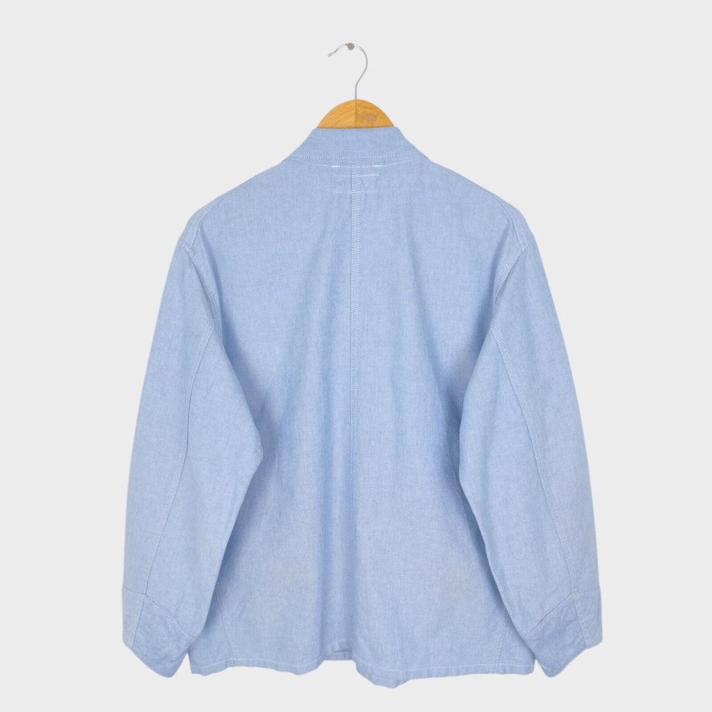 SASSAFRAS Men's Made in Japan Light Blue 100% Cotton Transplant Chore Jacket