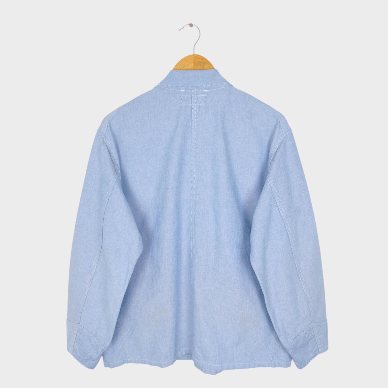 SASSAFRAS Men's Made in Japan Light Blue 100% Cotton Transplant Chore Jacket