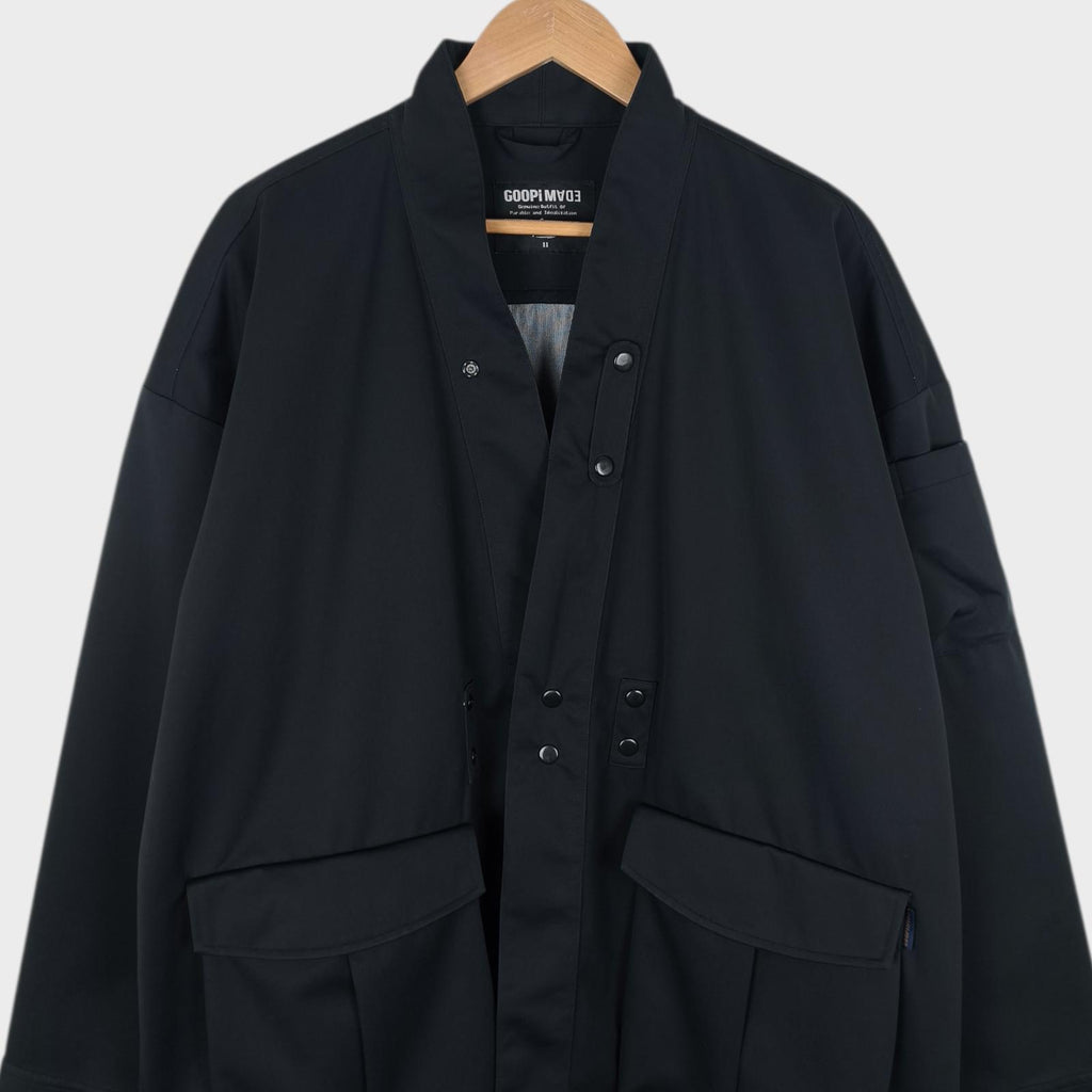 GOOPIMADE Men's Black Oversized Fit N-DP Kimono Jacket