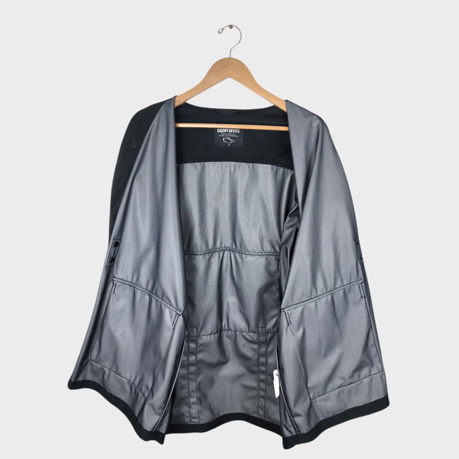 GOOPIMADE Men's Black Oversized Fit N-DP Kimono Jacket