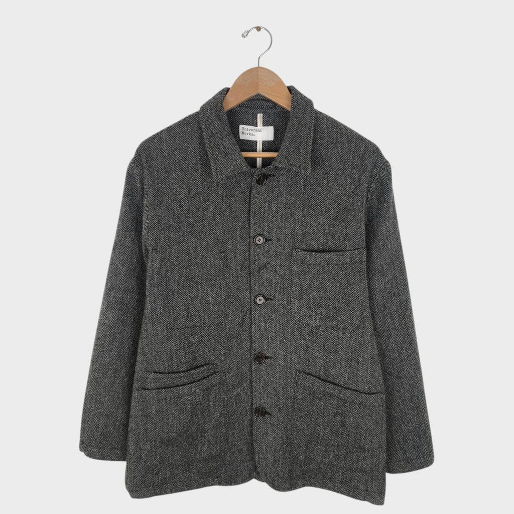 UNIVERSAL WORKS Men's Grey 100% Wool Tweed Bakers Jacket