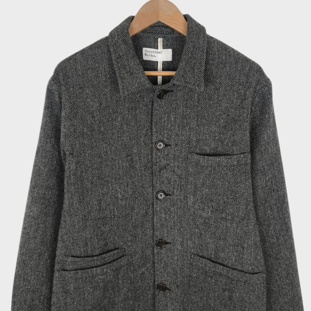 UNIVERSAL WORKS Men's Grey 100% Wool Tweed Bakers Jacket