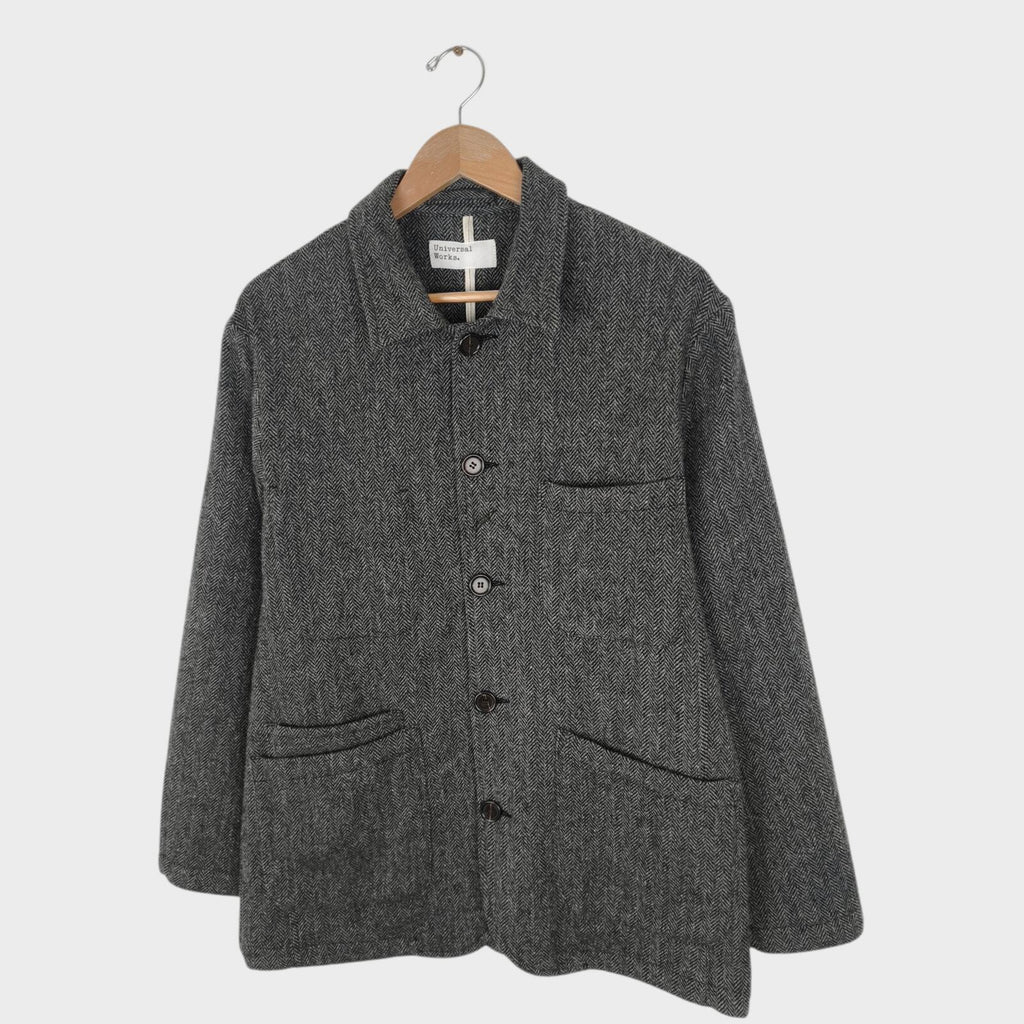 UNIVERSAL WORKS Men's Grey 100% Wool Tweed Bakers Jacket