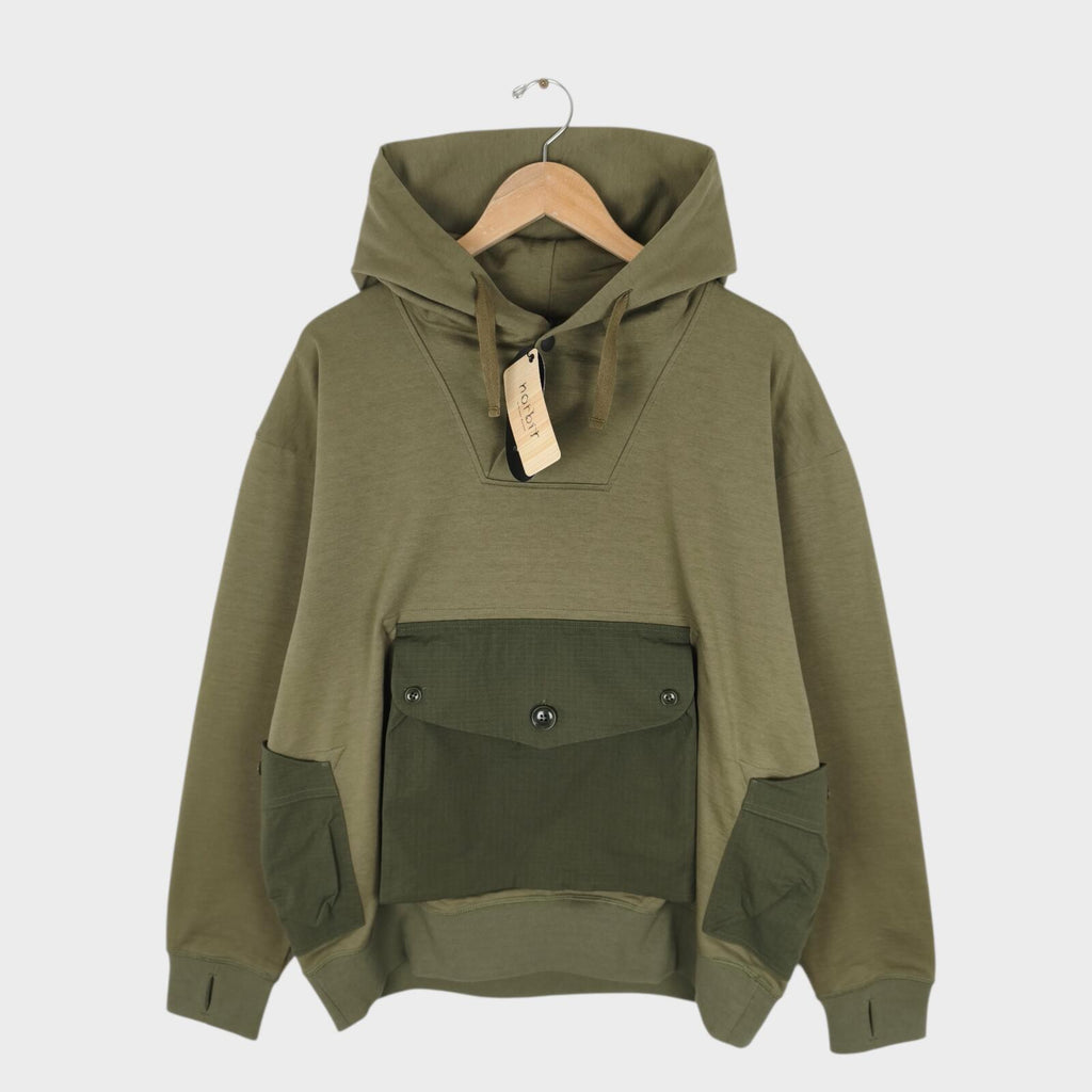 NORBIT BY HIROSHI NOZAWA Men's Olive Green Shawl Collar Sweat Hoodie