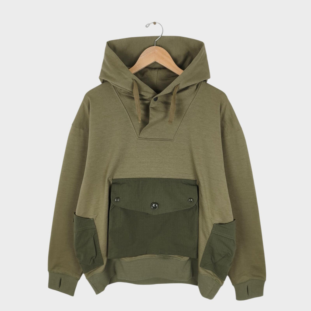 NORBIT BY HIROSHI NOZAWA Men's Olive Green Shawl Collar Sweat Hoodie