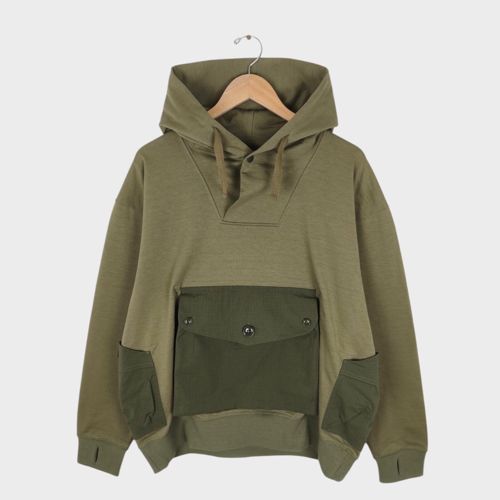 NORBIT BY HIROSHI NOZAWA Men's Olive Green Shawl Collar Sweat Hoodie