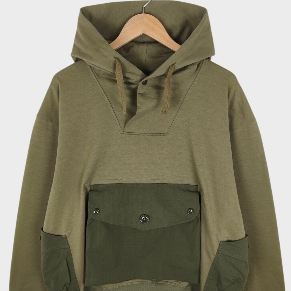 NORBIT BY HIROSHI NOZAWA Men's Olive Green Shawl Collar Sweat Hoodie