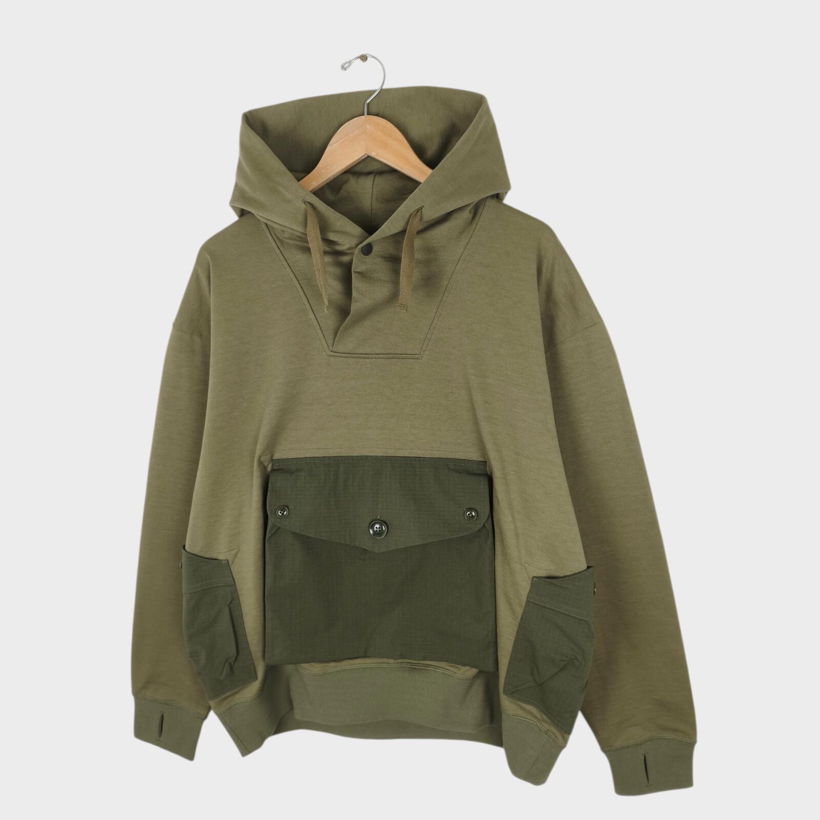 NORBIT BY HIROSHI NOZAWA Men's Olive Green Shawl Collar Sweat Hoodie
