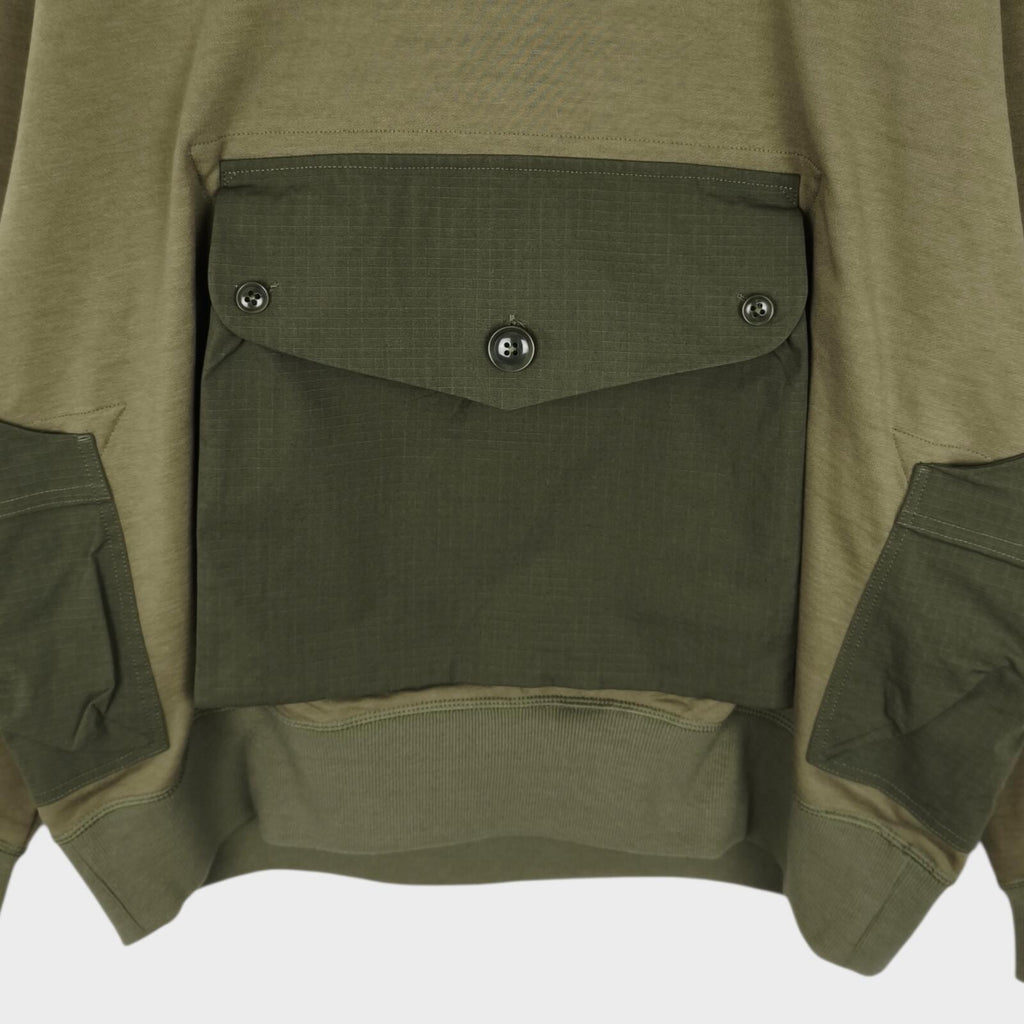 NORBIT BY HIROSHI NOZAWA Men's Olive Green Shawl Collar Sweat Hoodie