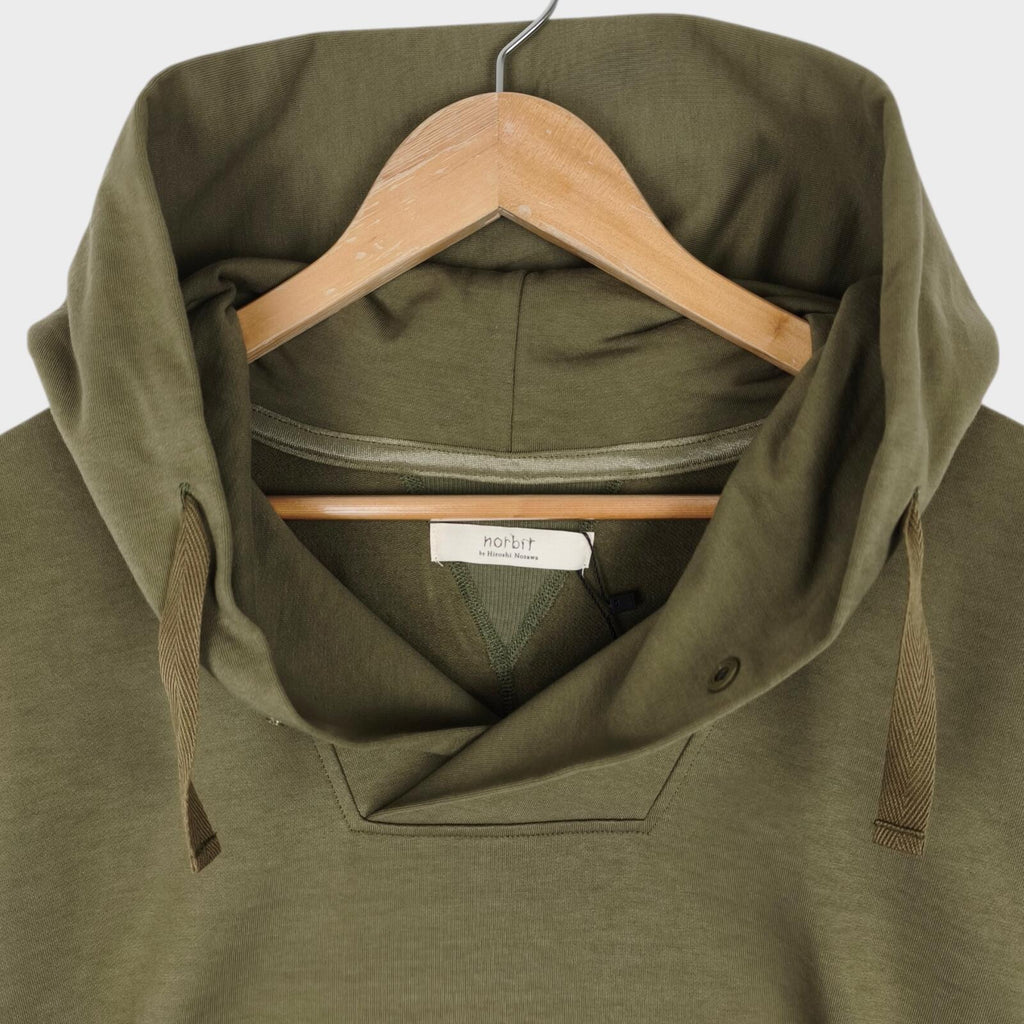 NORBIT BY HIROSHI NOZAWA Men's Olive Green Shawl Collar Sweat Hoodie