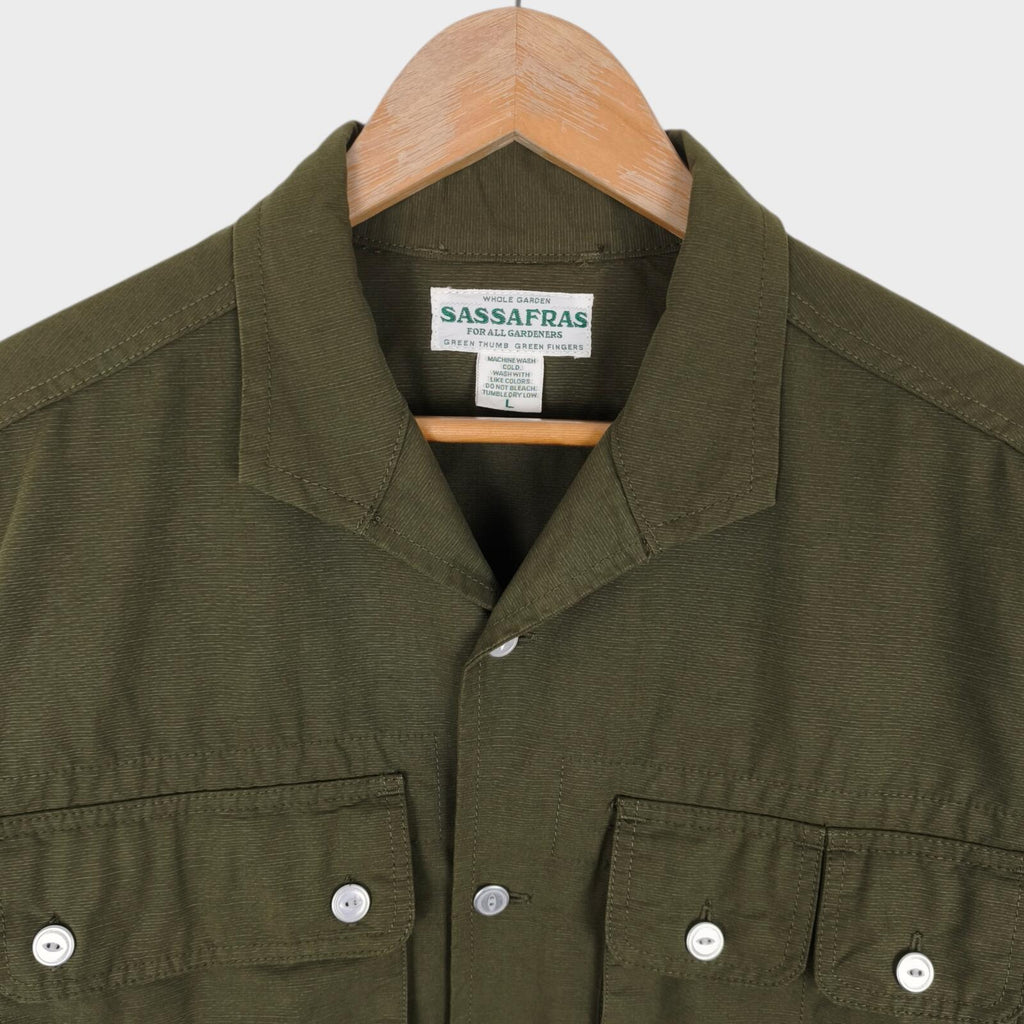 SASSAFRAS Men's Made in Japan Green Vertical Garden Half Jacket