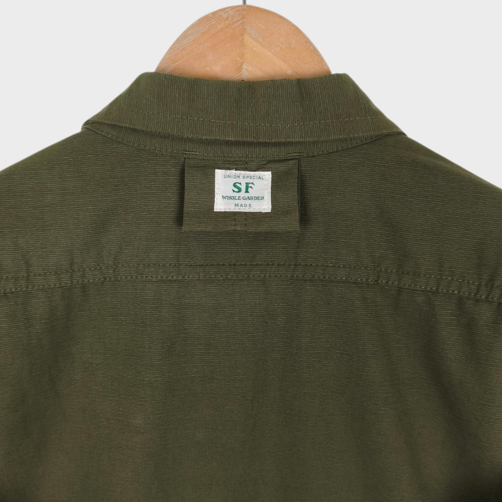 SASSAFRAS Men's Made in Japan Green Vertical Garden Half Jacket