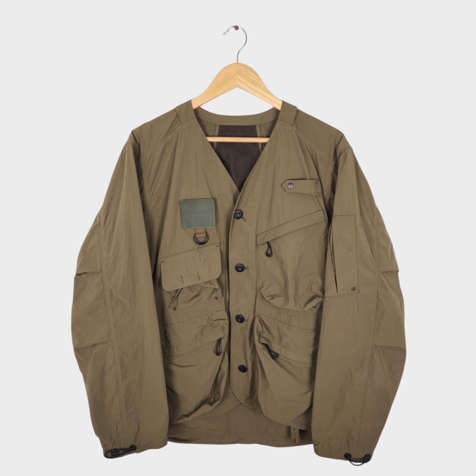 NORBIT BY HIROSHI NOZAWA Men's Olive Green Nylon Utility Field Parka Jacket