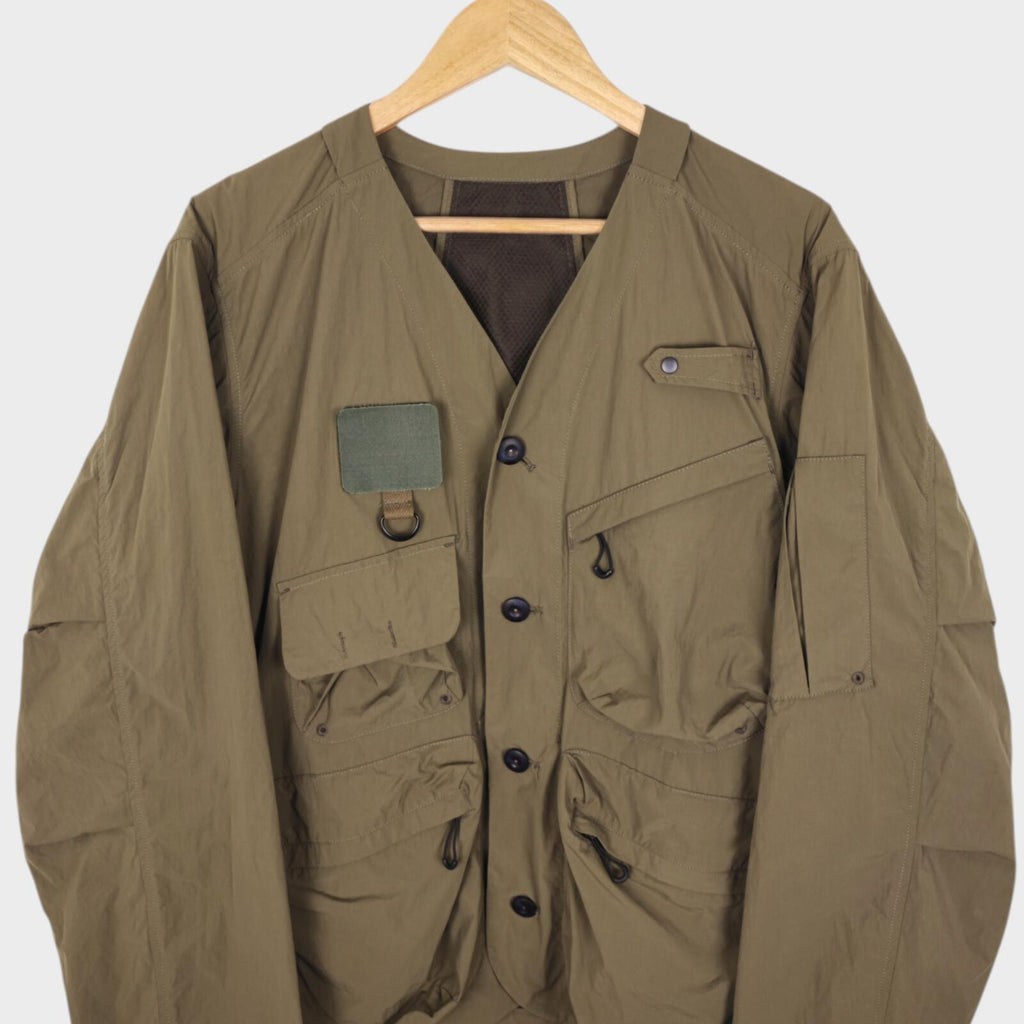 NORBIT BY HIROSHI NOZAWA Men's Olive Green Nylon Utility Field Parka Jacket