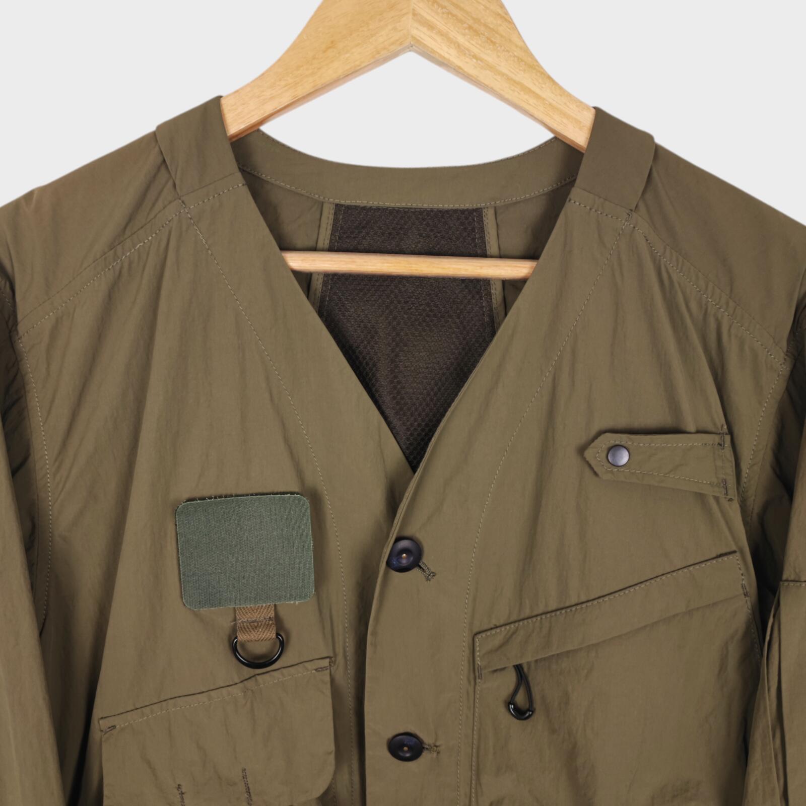 NORBIT BY HIROSHI NOZAWA Men's Olive Green Nylon Utility Field Parka Jacket