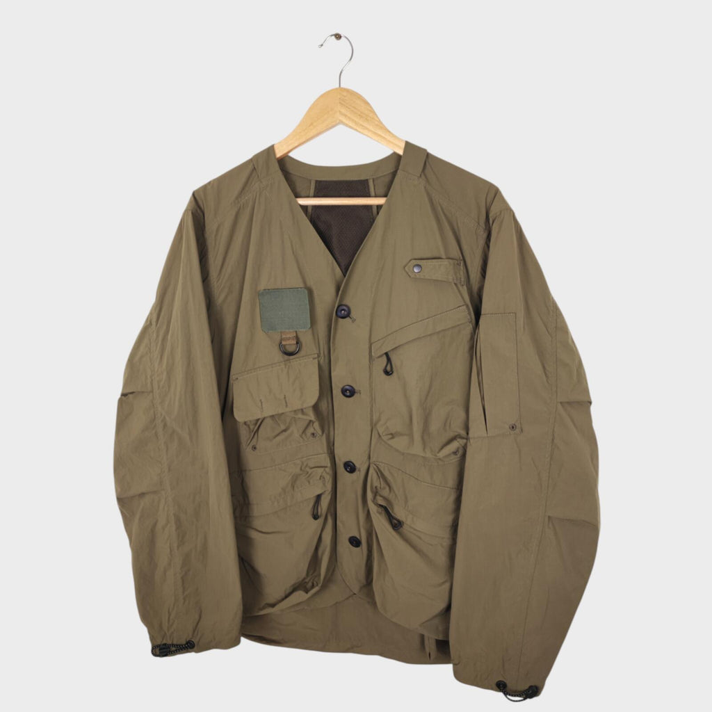 NORBIT BY HIROSHI NOZAWA Men's Olive Green Nylon Utility Field Parka Jacket
