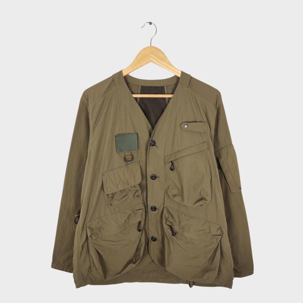 NORBIT BY HIROSHI NOZAWA Men's Olive Green Nylon Utility Field Parka Jacket