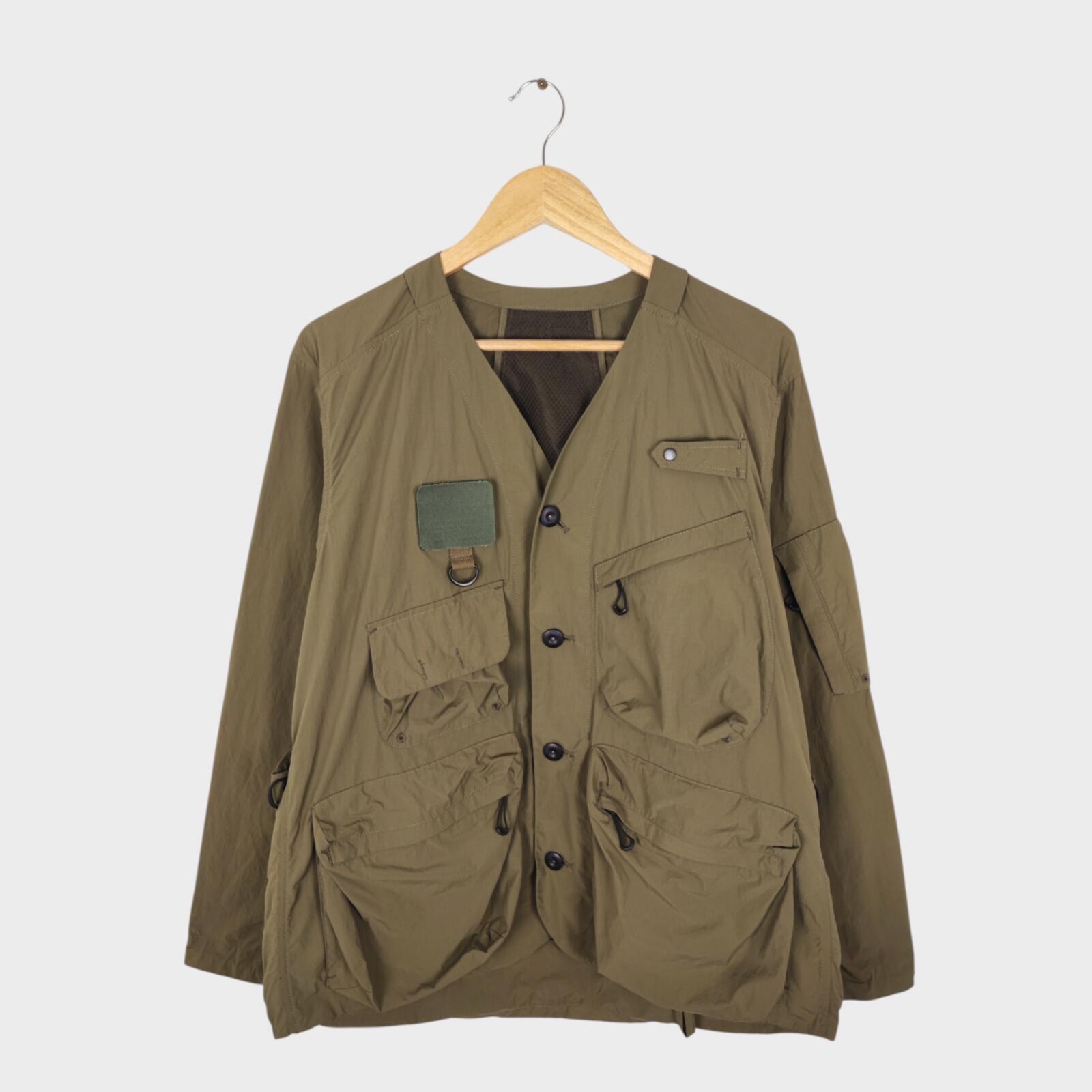 NORBIT BY HIROSHI NOZAWA Men's Olive Green Nylon Utility Field Parka Jacket