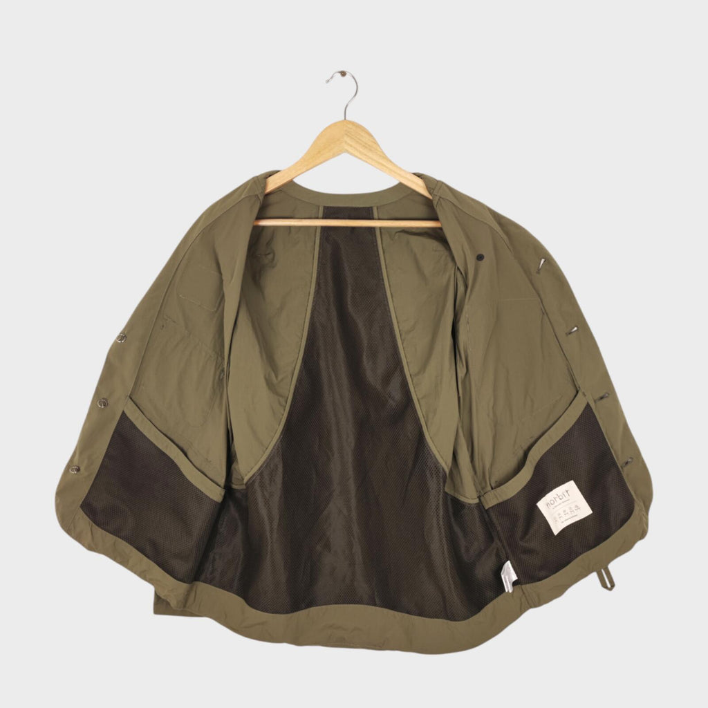 NORBIT BY HIROSHI NOZAWA Men's Olive Green Nylon Utility Field Parka Jacket