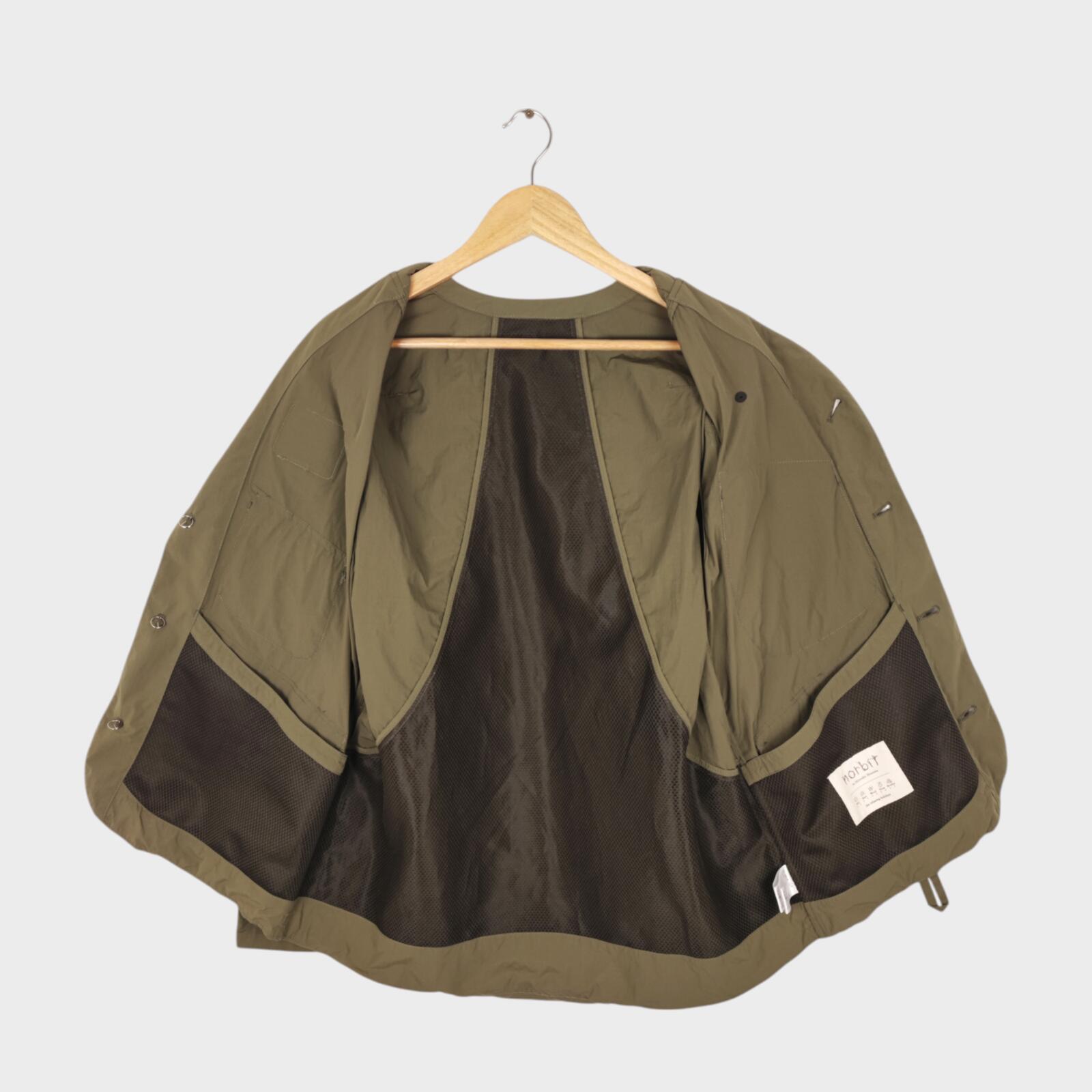 NORBIT BY HIROSHI NOZAWA Men's Olive Green Nylon Utility Field Parka Jacket
