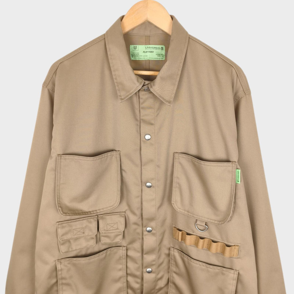 UNIVERSAL OVERALL x BEAMS Men's Beige Cover Coach Chore Jacket