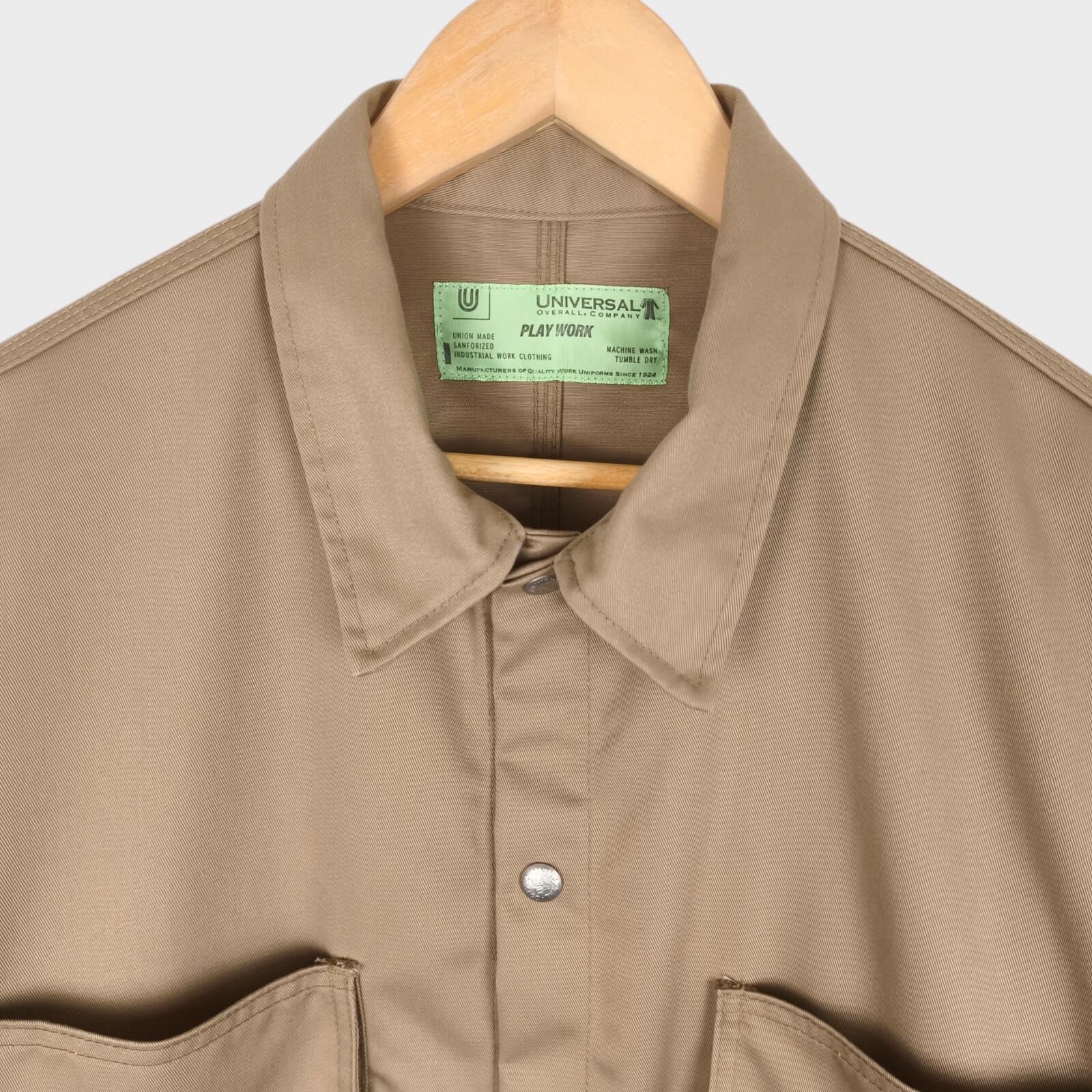 UNIVERSAL OVERALL x BEAMS Men's Beige Cover Coach Chore Jacket