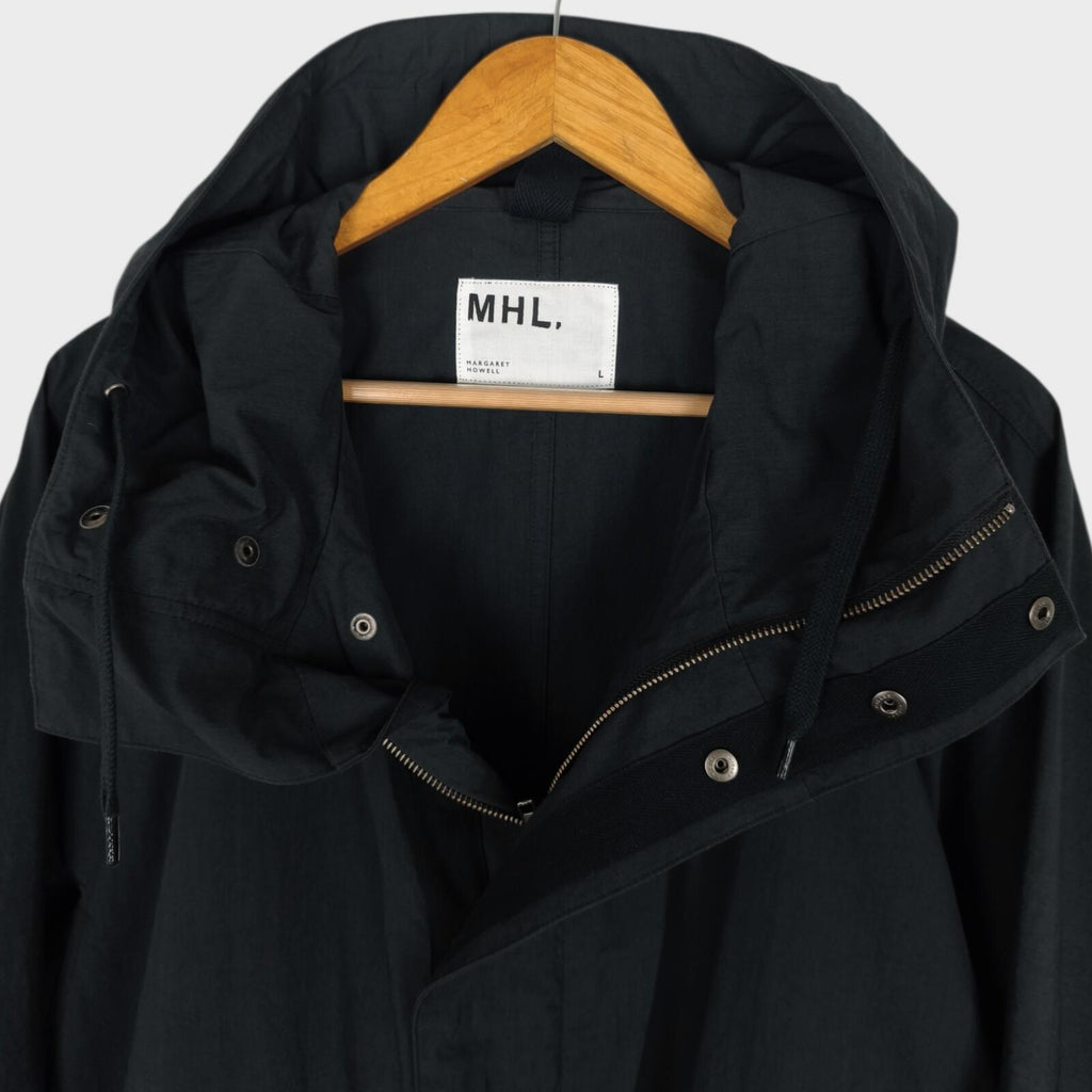 MHL MARGARET HOWELL Men's Black Cotton/Nylon Relaxed Fit Parka Jacket