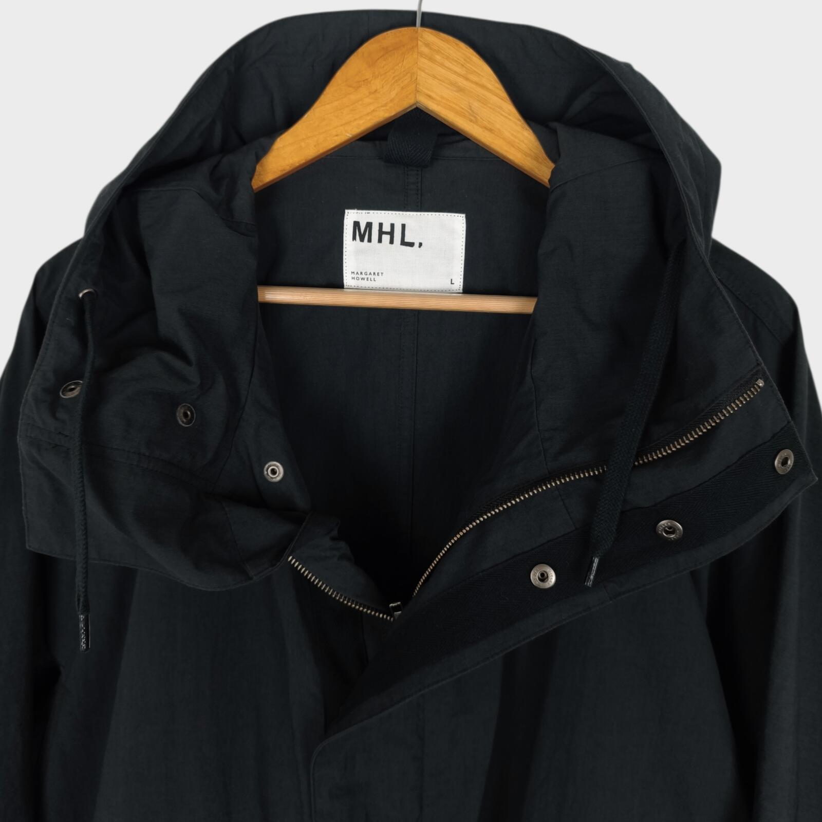 MHL MARGARET HOWELL Men's Black Cotton/Nylon Relaxed Fit Parka Jacket