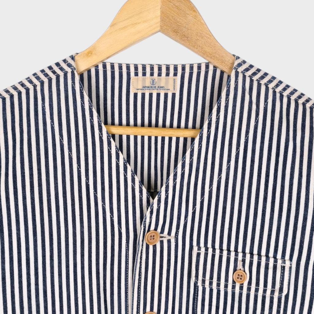 JAPAN BLUE JEANS Men's Made in Japan Hickory Stripe V-Neck Chore Jacket